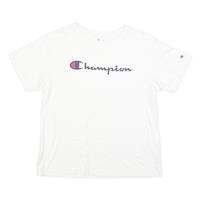 CHAMPION Mens White Cotton Blend T-Shirt M Short Sleeve Crew Neck Logo Print - M Regular