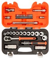 BAHCO 34 Piece S330 3/8 Metric/AF Socket Set & Ratchet + 1/4 Screwdriver Bits