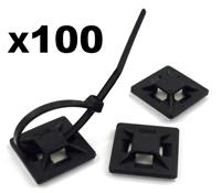 100x Self Adhesive Stick-on Mounts for Cable Ties / Routing Looms, Wire & Cable