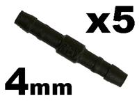 5x 4mm 1/8 Straight In-Line Hose Tube Pipe Connector Joiner Air Fuel Water