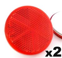 2x Self-Adhesive Stick-on Red Round Circular Trailer Caravan Reflectors 50mm