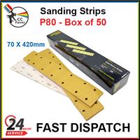 P80 Long Bed Sanding Block Strips 70 x 420mm - Box of 50 (Hook & Loop)