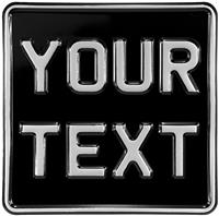 6.5x6.5 novelty black and silver Kids motorcycle pressed number plate text metal