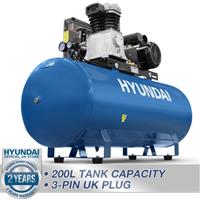 200 Litre Air Compressor Eletric Belt Driven 14CFM 145psi 3hp Hyundai