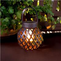 Solar Garden Lantern Light Bronze Effect Silhouette Flame Tabletop Outdoor Decor