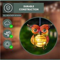Solar Garden Ornament Owl Hanging Bird LED Firefly Outdoor Decor Ornament