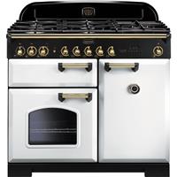 Rangemaster CDL100DFFWH/B Classic Deluxe 99cm Dual Fuel Range Cooker 5 Burners