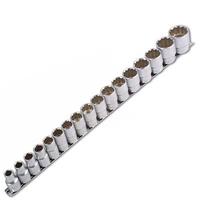 17pc Chrome Vanadium Steel 1/2 Dr Metric Socket Set 10 - 30mm c/w Storage Rail