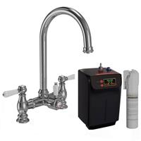 LSC Traditional Bridge 3in1 Chrome & White Boiling Hot Water Kitchen Tap & Tank
