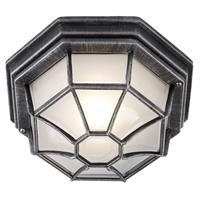 Traditional Hexagonal Black/Silver Flush Ceiling Porch Light by Happy Homewares