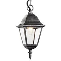 Black/Silver Cast Aluminium IP44 Outdoor Hanging Lantern by Happy Homewares