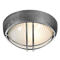 Black/Silver Die Cast Aluminium Outdoor Circular Bulkhead Porch or Wall Light...