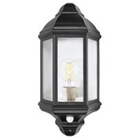 Traditional PIR Sensor Outdoor Wall Light with Matt Black Metal Die-Cast Fram...