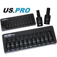 US PRO Impact Hex Bit Sockets 3/8 Drive H2 - H10 11pc European Allen Key 3931
