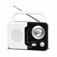 Soundz SZ412 AM/FM Bluetooth Radio with USB Port And SD Card Slot, Black/White