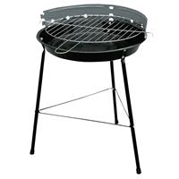 BBQ Garden Charcoal Grill 32.5cm Round Chrome Steel Compact Tripod Portable Trip