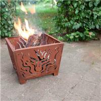 Fire Pit Garden Heater Outdoor Cast Iron Log Burner Brazier BBQ Patio Square