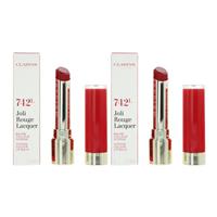 Clarins Joli Rouge Lacquer Intense Colour Lip Balm 3g - 742L Joli Rouge x 2