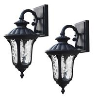 37cm Traditional Black Aluminium Ornate Victorian IP44 Top Fix Lantern - 2 Pack