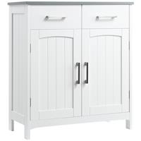 kleankin Freestanding Bathroom Cabinet with 2 Drawers 2 Doors Adjustable Shelf