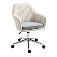 Vinsetto Leisure Office Chair Linen Swivel Desk Chair Home Study w/ Wheel, Beige