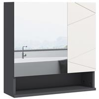 kleankin Wall Mounted Bathroom Storage Cupboard W/ Mirror and Shelf, Light Grey