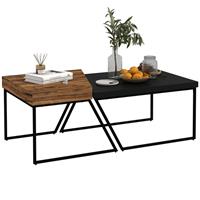 HOMCOM Coffee Table Set of 2, Coffee Tables with Steel Frame for Living Room
