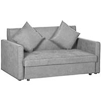 HOMCOM 2 Seater Sofa Bed Convertible Bed Settee w/ 2 Cushions Storage Light Grey