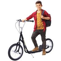 HOMCOM Teen Scooter Children Stunt Scooter W/ 16 Tyres Adjustable Height, Black