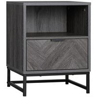 HOMCOM Bedside Table, Sofa Side Table W/ Drawer and Shelf Living Room, Bedroom