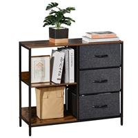 HOMCOM Chest Dresser Tower with 3 Drawers Storage Cabinet Organizer, Black