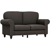 HOMCOM 2 Seater Sofa for Living Room, with Nailhead Trim, Dark Brown