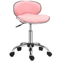 HOMCOM Office Chair Beauty Salon Rolling Technician Stool Chair Pink