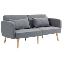HOMCOM Convertible Sofa Bed Settee with Cushions, Adjustable Backrest, Grey