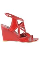 LOUIS VUITTON RED LEATHER AND SUEDE WEDGE SANDALS EU 39 UK 6 US 9