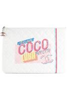 CHANEL WHITE 2017 O-CASE LARGE CANVAS CLUTCH