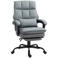 HOMCOM Executive Office Chair, PU Leather Desk Chair with Armrests Grey