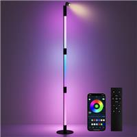 HOMCOM LED Floor Lamp, Corner Floor Lamp App & Remote Control Dark Grey