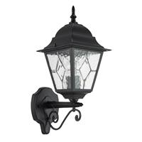 Traditional Matte Black Cast Aluminium Outdoor Wall Light With Cathedral Glas...