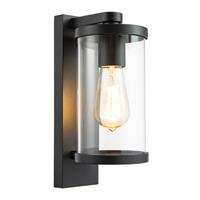 Contemporary Chic Matte Black Garden Wall Light with Clear Polycarbonate Shad...