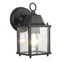 Contemporary Exterior Lantern Wall Light Fitting in Black with Clear Glass Si...