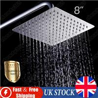 8" Square Shower Head Bath Shower Head Waterfall Chrome Rainfall Overhead Kit