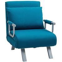 HOMCOM Single Folding 5 Position Convertible Sleeper Chair Bed Seat Blue