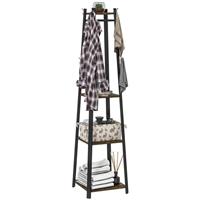 HOMCOM Garment Rack with Storage, Clothes Rack with 8 Hooks and 3-Tier Shelf
