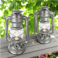 2 x Hurricane Lanterns LED Flickering Flame Camping Light Storm Lamp + Batteries