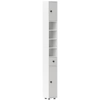 kleankin Slim Bathroom Cabinet, Toilet Roll Storage w/ Shelves, Light Grey