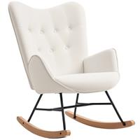 HOMCOM Upholstered Velvet Rocking Chair with Solid Wood Legs, Cream
