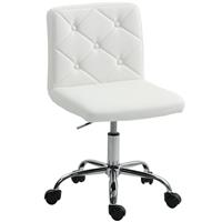 HOMCOM Modern Vanity Computer Desk Chair with Rolling Wheels, White
