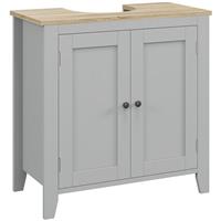 kleankin Bathroom Pedestal Under Sink Cabinet with Adjustable Shelf, Grey