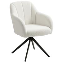HOMCOM 360 Degree Swivel Accent Chair, Teddy Fleece Fabric Armchair, White